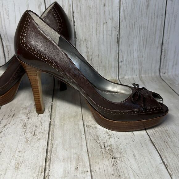 Marc Fisher Mfvica Patent Leather Stiletto Platform Heels Open Toe Women size 8 - Picture 5 of 12